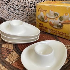 Oster Egg Cup Set Atomic MCM Egg Dishes Soft Boiled Egg Cups Mid Century Modern